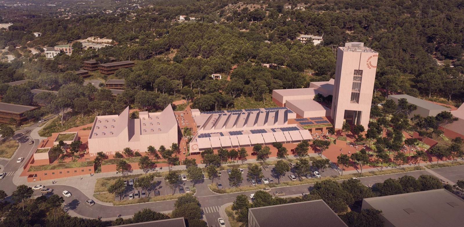 3D aerial view of the Chargekeeper building