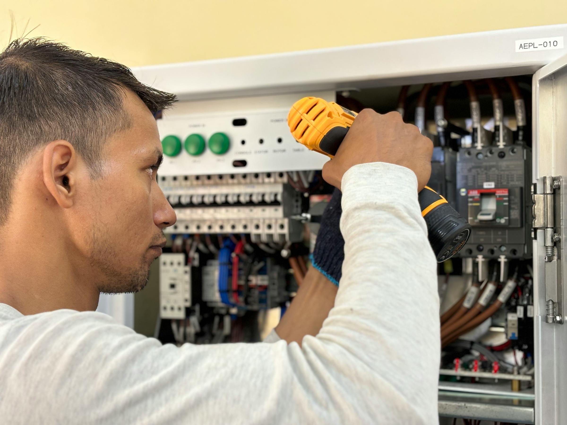 EV charging electrician installing a station